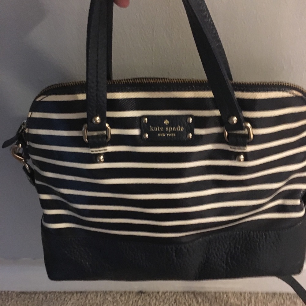 Large Kate Spade navy and white stripe bag